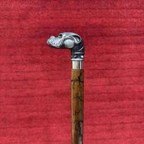 93.98 cm Bulldog Walking Cane, Dog Head Handle Wooden Carved Walking Stick, For Men, Women