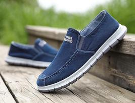 Vyriški drobės batai Madingi vyriški loaferiai Džinsiniai 2019 Jaunimo loaferiai Patogūs slip-on sportbačiai Mokasinai Vyriški vaikščiojimo batai H213 42 mėlyna