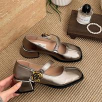 Designer Vintage Square Toe Women Mary Jane Shoes Fashion Shallow Flower Shoes Ladies Elegant Dress Pumps Shoes 35