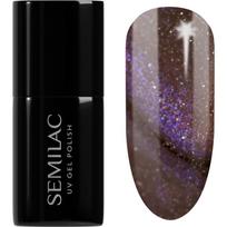 Semilac UV Hybrid Galaxy Flash gelinis nagų lakas, stingstantis UV / LED lempos šviesoje atspalvis 827 AI Brown 7 ml