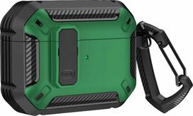 Hurtel Airpods 4 Armor dėklas su karabinu – žalios spalvos