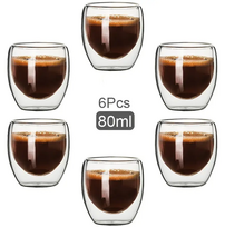 Dvigubo stiklo stiklinės Espresso kavai 6 vnt. x 80ml