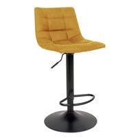 Aksominė reguliuojama baro kėdė | 61-81,5 cm | Geltona | 2 vnt. kompl.