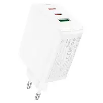 Acefast fast įkroviklis GaN (2x USB-C / USB-A) PPS / PD / QC4+ 65W baltos spalvos (A41)