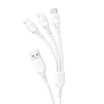 USB kabelis – USB C / micro USB / Lightning 480Mb/s 6A 1.2m – baltos spalvos