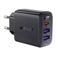 Acefast A57 PD 35W GaN įkroviklis 2 x USB-A + USB-C su 3 ports – juodos spalvos