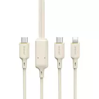 Dudao L7SF 2in1 kabelis USB-C – USB-C / Lightning 100W 1.2m – beige