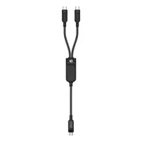 Acefast C5 USB-C – USB-C / USB-C 2in1 100W 480Mb/s kabelis – juodos spalvos
