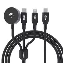 Apple Watch Dudao A12Max+ PD 100W 3in1 Charger kabelis: USB-C Lightning 1.2m – juodos spalvos