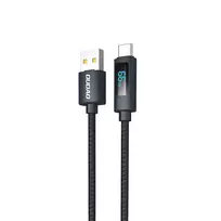 Dudao L7T USB-A – USB-C 66W kabelis with LED Display 1m – juodos spalvos