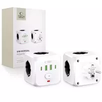 Tech-Protect PCL3x4 Power Strip, 2x USB-A, 2x USB-C, 3x AC Type Schuko – baltos spalvos