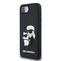 Karl Lagerfeld 3D Rubber Karl and Choupette dėklas skirtas Apple iPhone 16e juodos spalvos