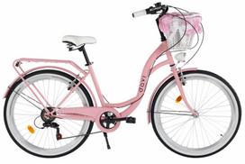 Vaikiškas dviratis Davi Amelia 6 pavaros, 24″, 130-165 cm, Rožinis/Must