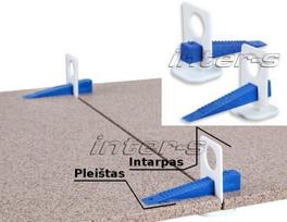 Plytelių išlyginimo sistema Inter-S | Pleištai + intarpai (30 porų komplektas).
