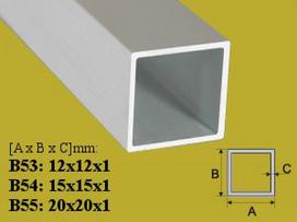 Profilis Effector vamzdis kvadratinis | B55 aliuminis 20x20mm 200 cm