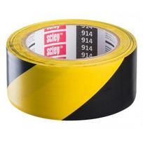Juosta pavojingų zonų aptvėrimui geltona-juoda lipni 48mm x 33m Scley