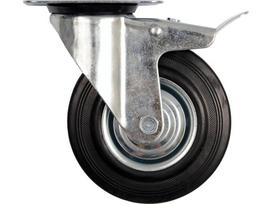 Ratukas vežimėliui, guminis, juodas, pasukamas su stabdžiu Vorel | d-75mm, 40kg