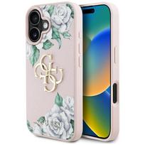GUESS Grained Roses Big 4G logo case for iPhone 16 in pink