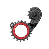absoluteBlack HOLLOWcage® Shimano 9100/8000 Carbon Ceramic Oversized galinio perjungėjo kojelė su ratukais | Red