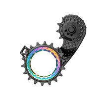absoluteBlack HOLLOWcage® Shimano 9100/8000 Carbon Ceramic Oversized galinio perjungėjo kojelė su ratukais | Rainbow