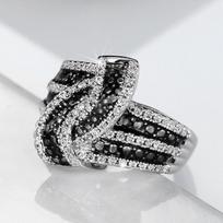 Huitan Personality Black Enamel Knot Ring for Women New Modern Design Chic Female Finger Ring Party Bling CZ Statement Jewelry 8