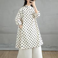 Plus size vintage dot new in dresses for women casual loose midi summer shirt dress M balta