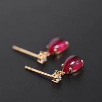 New in Light Luxury  inlaid smooth water drop Ruby earrings for women elegant simple stud earings banquet jewelry
