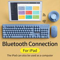 Mc Km600 Belaidė Klaviatūra ir Pelė Komplektas Bluetooth Pilno Dydžio 104 Klavišų Klaviatūra ir Nešiojama Belaidė Pelė Windows PC Ipad mėlyna