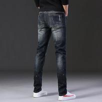Men's Trendy Ripped Jeans - Hip-Hop Slim Fit, Comfortable Streetwear Pants. Size 29 (Waist 2'2") 110 lbs