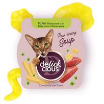 Delickcious tuno sriuba katėms su kukurūzais ir žirneliais, 80g