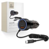 Automobilinis įkroviklis su kabeliu "Tech-Protect CC05 2-PORT PD60W"