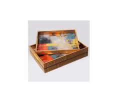 KOMPLEKTAS 2x Dekoratyvinis padėklas 40x30/35x25 cm auksas
