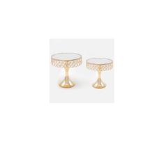 KOMPLEKTAS 2x Dekoratyvinis padėklas diametras 20/25 cm auksas
