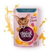 Delickcious juostelės su antiena ir moliūgais kreminėje sriuboje katėms, 85g