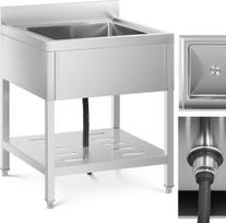 Royal Catering Vieno dubens maitinimo kriauklė su lentyna ir apvadu 70 x 70 x 95 cm