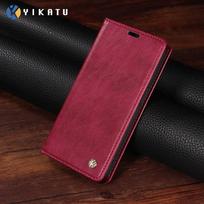 Verslo odinis dėklas Sony Xperia 1 5 10 III IV V VI, atverčiamas piniginė su kortelių laikikliu, telefono dėklas Sony Xperia 10 VI vyno raudonos spalvos
