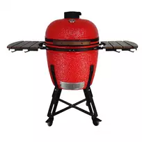 Kepsninė BIGGRILL Kamado 21" raudonas + daugiafunkcinė 2 zonų sistema + plieninis pelenų valymo įrankis + kepsninės uždangalas + keramikinis vištos laikiklis