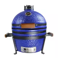 Kepsninė BIGGRILL Kamado 16" mėlynas + daugiafunkcinė 2 zonų sistema + plieninis pelenų valymo įrankis + kepsninės uždangalas + keramikinis vištos laikiklis