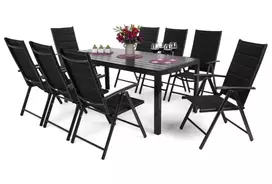 Lauko baldų komplektas Ibiza 185 cm Aliuminis, juodas