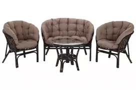 Lauko baldų komplektas Bahama Tamsiai rudas/ beige 3+1