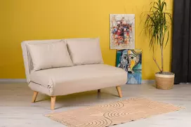 Dvivietė sofa-lova Hanah Home Folde, kreminė, 120 x 79 x 80