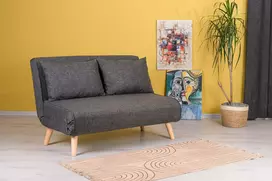 Dvivietė sofa-lova Hanah Home Folde, tamsiai pilka, 120 x 79 x 80