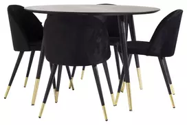 Valgomojo komplektas stalas Dipp su 4 kėdėmis Velvet