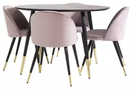 Valgomojo komplektas stalas Dipp su 4 kėdėmis Velvet