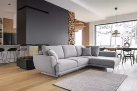 Kampinė sofa Larde su patalynės dėže, audinys Gusto 86