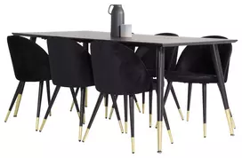 Valgomojo komplektas stalas Dipp su 6 kėdėmis Velvet