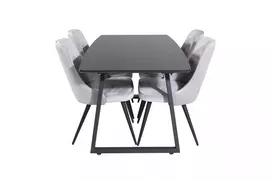 Valgomojo komplektas stalas Inca su 4 kėdėmis Velvet Deluxe