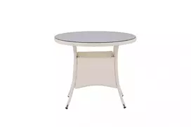Lauko stalas Volta, ø 90 cm, Balta/Stiklas