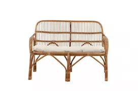 Lauko sofa Nella, Ratanas/Balta pagalvė
