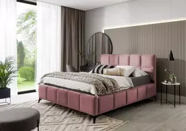 Lova su patalynės dėže Mist Velvetmat 24, 140x200, pink spalva